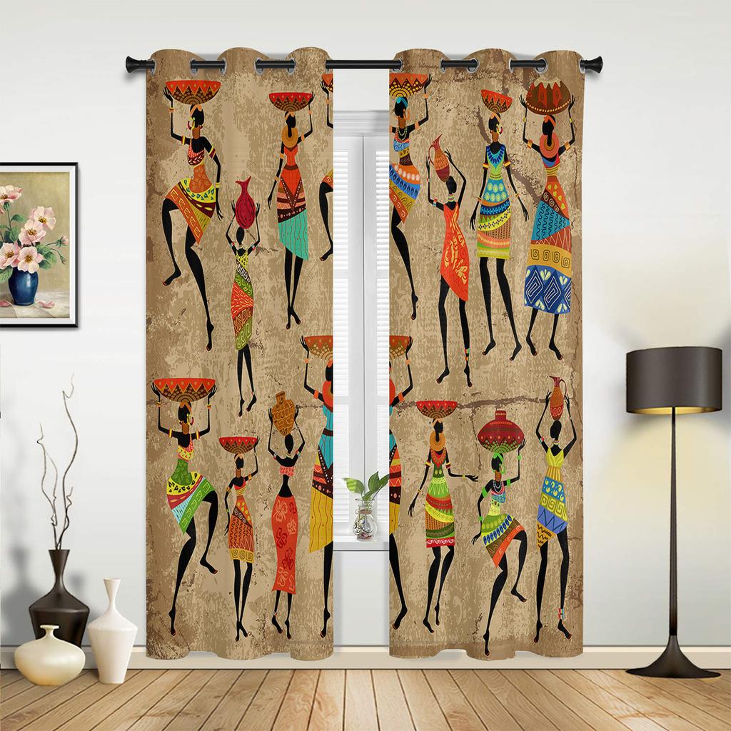 Ethnic Style African Women Black Women Curtains for Bedroom Living Room Drapes Kitchen Children's Room Window Curtain Home Decor