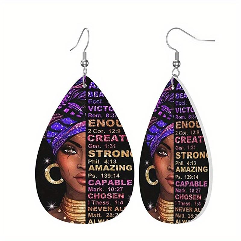 Богема Цыганка с серьгами Принт Серьги-капли из ПУ для женщин Девушек Серьги-подвески с буквой Вечеринка Украшения Новогодние Рождественские подарки