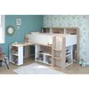 PARISOT Lit combiné enfant avec bureau rétractable - Décor blanc et chêne - 90x 200 cm - Sommier inclus -THEO