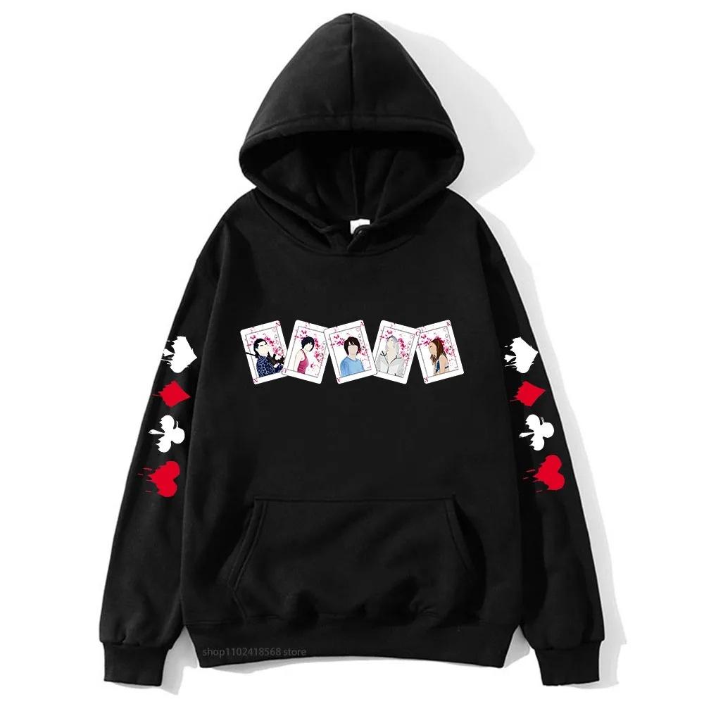 Толстовки Алиса в Пограничье для мужчин женщин Персонажи Карты Осень Зима Флис Уличная одежда