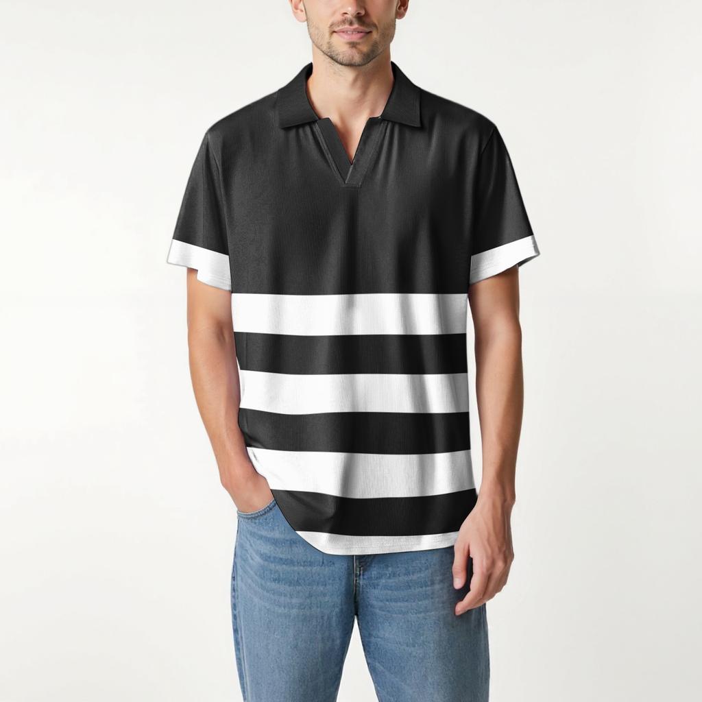 Мужская модная футболка для гольфа с коротким рукавом и V-образным вырезом