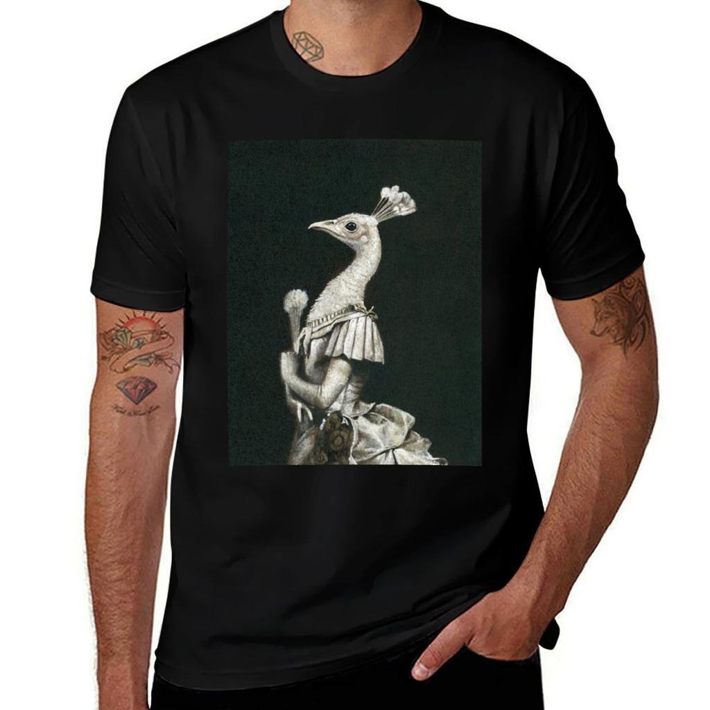 Victorian Peacock Lady Tshirt Christmas Casual Short Sleeve Top