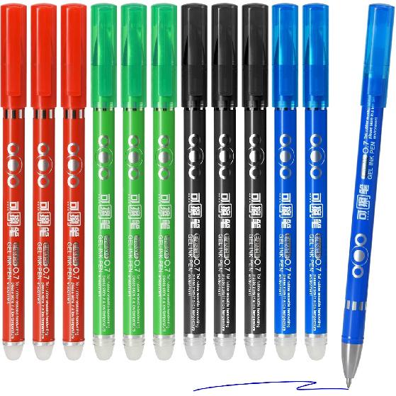 Temiary 12Pcs Erasable Gel Pens, Fine Point 0.7mm Gel Pen Make Mistakes Disappear, Assorted Color Inks for Completing Sudoku and Crossword Puzzles