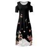 Женское платье большого размера с коротким рукавом и модным принтом с круглым вырезом без бретелек с нерегулярным подолом