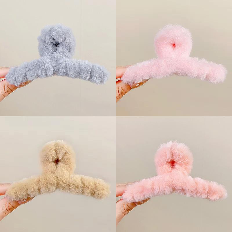 4 шт./набор Плюшевый зажим для волос Элегантные акриловые заколки для волос Заколка для волос из искусственного меха Заколка Аксессуары для волос для женщин и девушек Модные аксессуары для волос