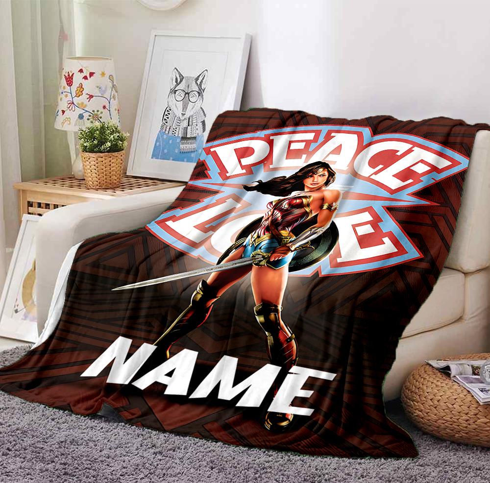 Custom Name Peace Love Flannel Blanket Throw Blanket Soft Warm Sofa Bed home Decor Unique Gift