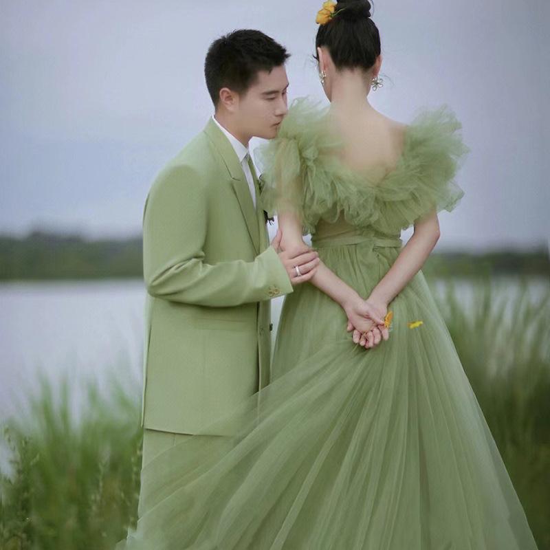 Свадебное платье 2025 новый идиллический зеленый костюм феи девушка