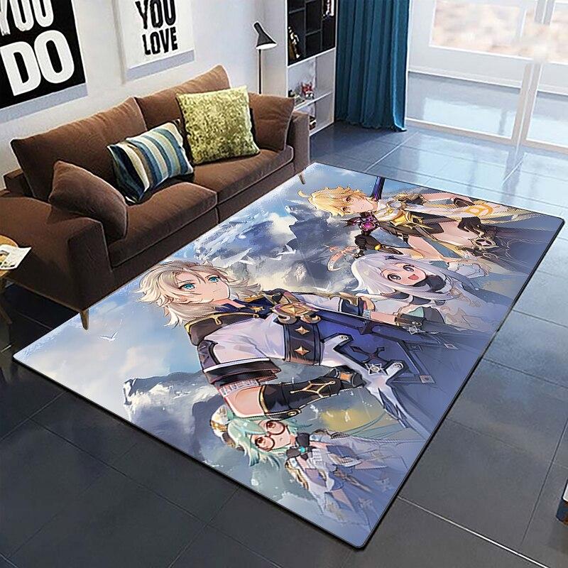 Genshin Impact Carpets Living Room Decoration Bedroom Parlor Tea Table Area Rug Mat Soft Flannel Large Rugs and Baby Gift Carpet