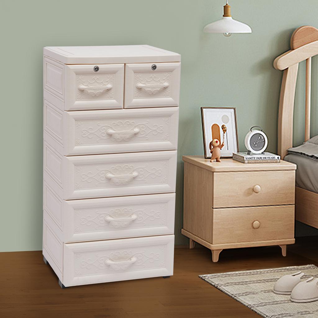 5-ярусный шкаф для хранения с и 5 ящиками, современный белый сервант, прямоугольный PP органайзер для хранения (Грузоподъемность 30 кг)