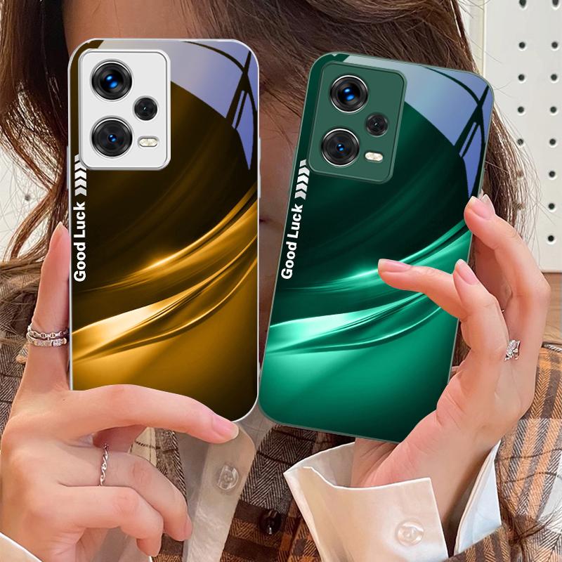 Счастливый Градиентный Волнистый Чехол для Телефона Xiaomi 14 Ultra 13 Lite Redmi Note 13 11 Pro 12 Plus Poco X6 3 Pro F4 6 GT Закаленный Чехол для Телефона