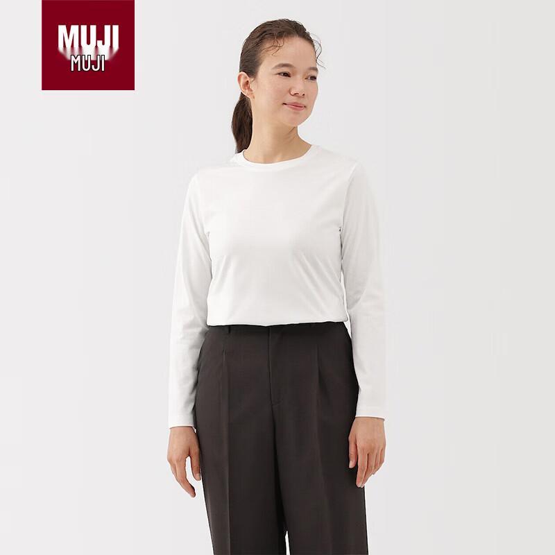 MUJI Женская хлопковая футболка с длинным рукавом