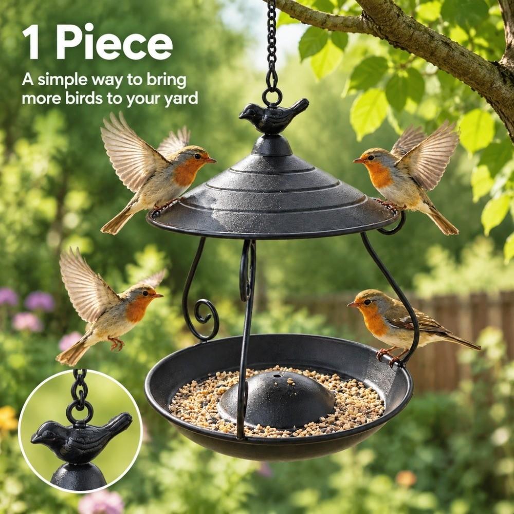 Outdoor Hanging Metal Bird Feeder Weather Resistant Hanging Bird Bath Bird Feeder Bowl Wild Birds