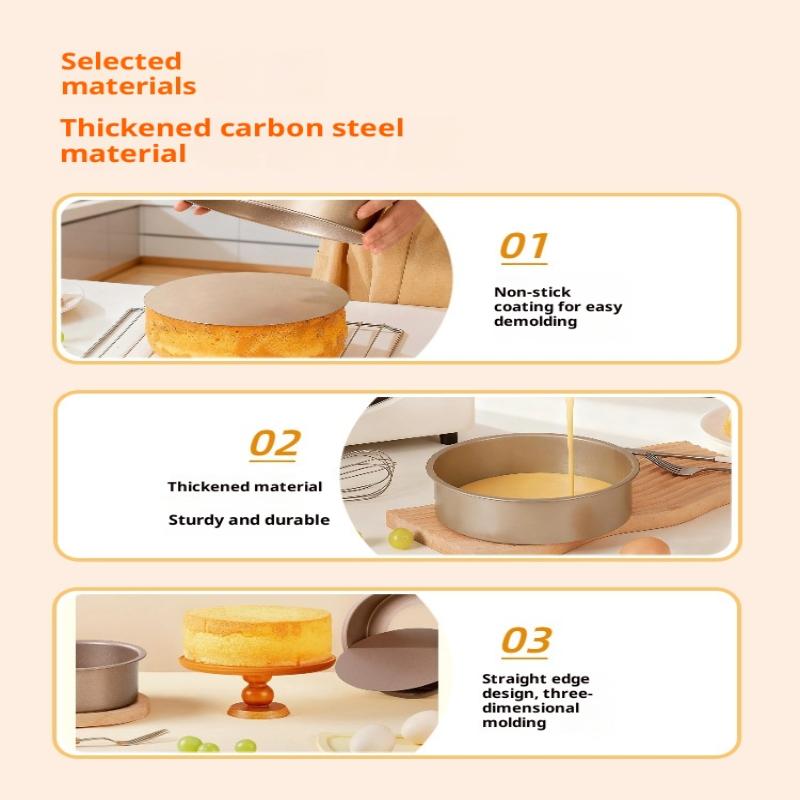 Round Cake Mold in Non-stick Aluminum Alloy with Removable Bottom Ideal for Professional Baking at Home