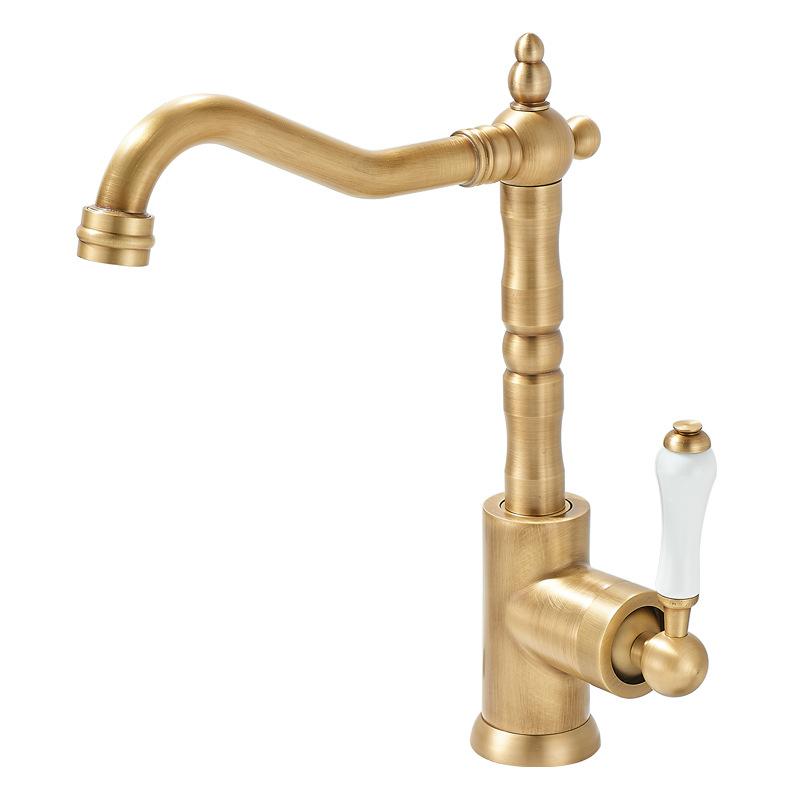 Kitchen Faucets Retro Industrial Style Gold Brass Crane Bathroom Faucets Hot and Cold Water Mixer Tap Torneira 9161