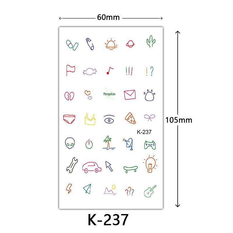 English Letter & Flower Butterfly Tattoo Stickers - Waterproof & Sketch Line Design