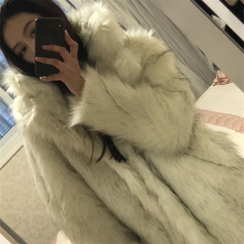 Coat Windproof Coat Ladies Fur Parkas 2022 New Fashion Faux Fur Outerwear Fashion Turn-Down Collar Wide-waisted Women Winter