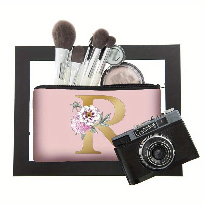 Flower Letter Print Zipper Storage Bag Lightweight Versatile Pouch Trendy Clutch Bag