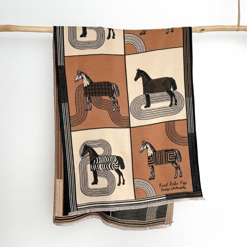 Thickened 0g Autumn and Winter Horse Color Matching Fashionable Atmosphere Women's Imitation Cashmere Warm Scarf Air Conditioner Shawl Scarf