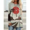 Large-sized Seaside Sunset 3D Printed Women's Round Neck Long Sleeve T-shirt Autumn Fashion Elegant Women's T-shirt Outdoor Casual Loose Top