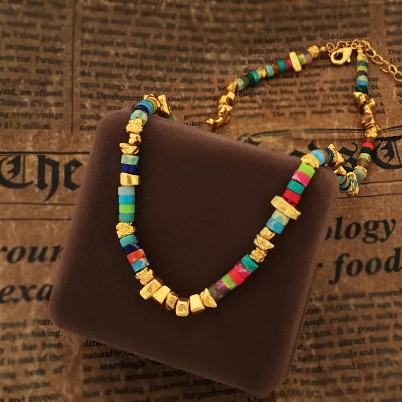 Винтажное богемное ожерелье-чокер из бусин с камнями для женщин