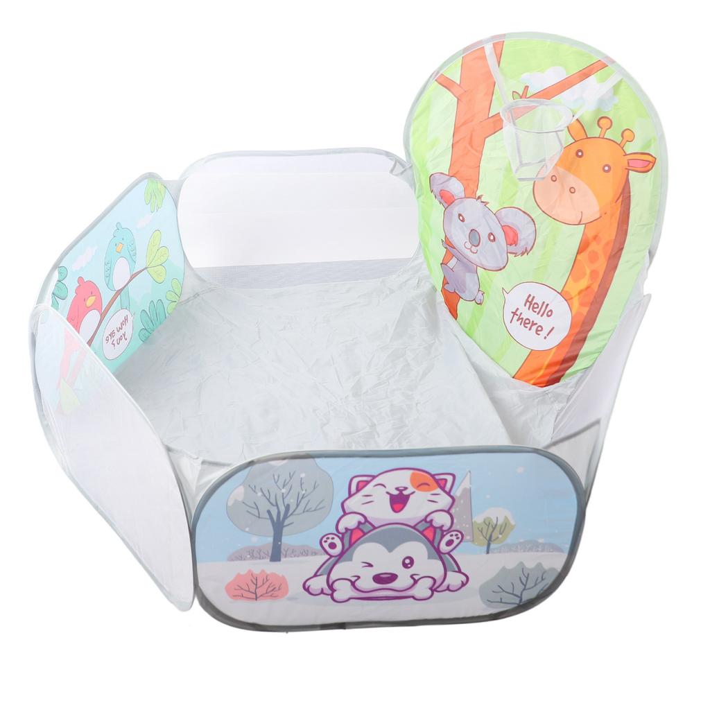 Tent Ball Pit Indoor Foldable Gray Cartoon Illustration Look Ball Pool 1.2m Basketball Shot Game