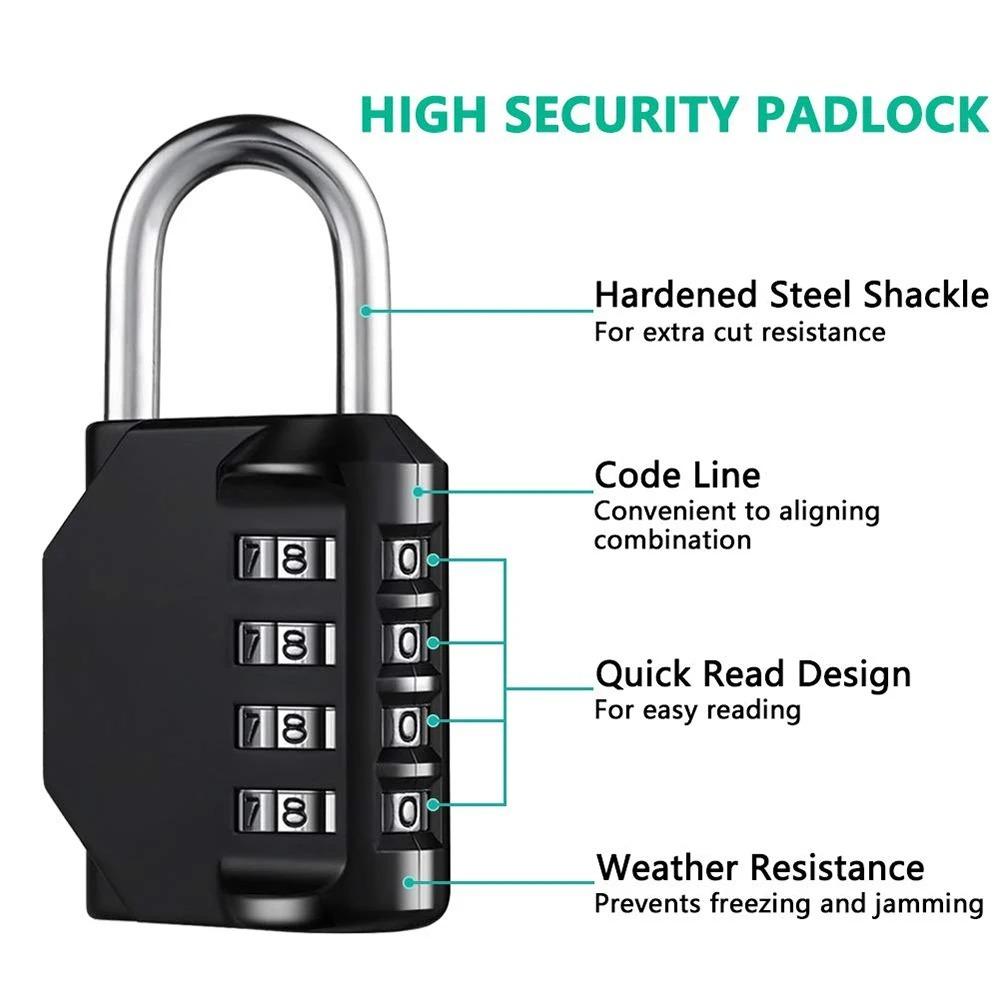 Zinc Alloy Combination Lock 4 Digit Suitcase Lock Creative Padlock with Combination Outdoor