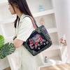Cartoon Embroidered Canvas Handbag Women's Bag Casual Handbag Office Worker Small Satchel