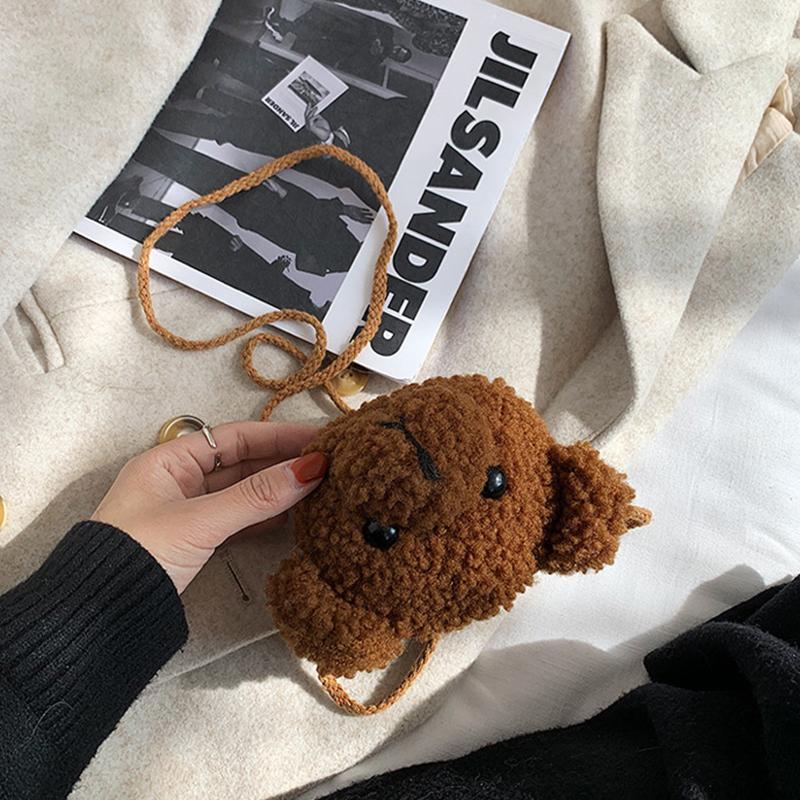 Childrens Animal Plush Bear Bag Cute Cartoon Shoulder Messenger Purse Fluffy Toy for School Picnic