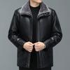 Genuine Leather Jacket Men's Fur Integrated New Style Lapel Plus Velvet Jacket Thickened Casual Jacket Winter Wear