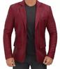 New Burgundy Handmade Stylish Blazer Formal Business Lambskin 100% Leather Men