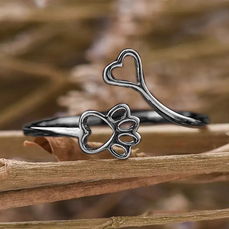 Собаки Кошки Следы Женские Кольца Простые Стильные Кольца на Палец для Девочек Подарок на День Рождения Повседневные Милые Аксессуары Модная Бижутерия