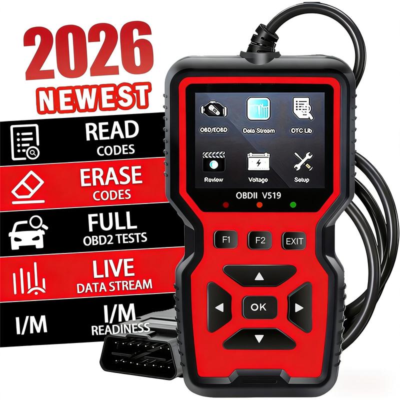 2026 V519 Профессиональный OBD2 сканер - Питание от USB, инструмент для диагностики данных в реальном времени для проверки индикаторов Check Engine в большинстве автомобилей