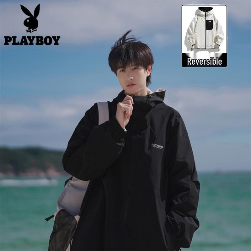 PLAYBOY Мужская двусторонняя повседневная куртка с капюшоном