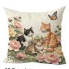 Harmonious Garden Cat Pillowcase Peach Skin D Flat Printed Throw Cushion Cover Animal Lover Couch Bedroom Aesthetic Decor