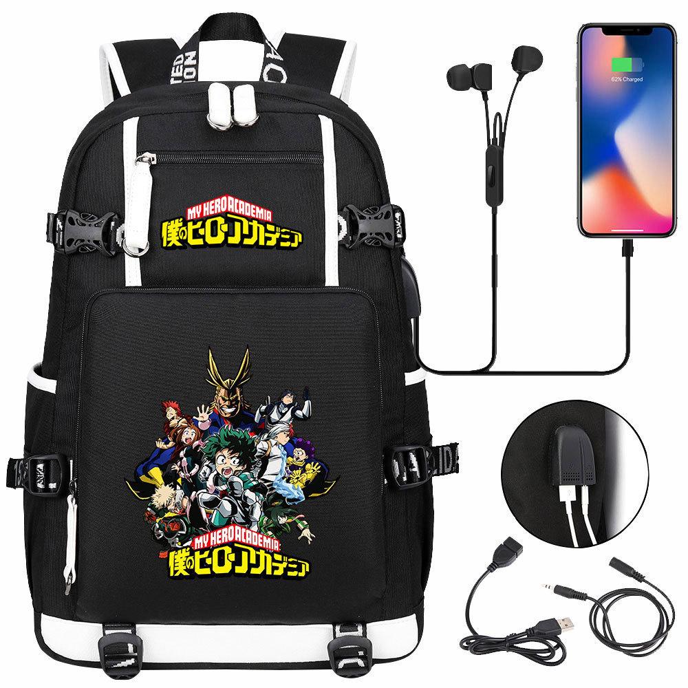 Naruto Print USB Charging Backpack Teen Student Large Capacity Travel Casual School Bag For Boys Girls