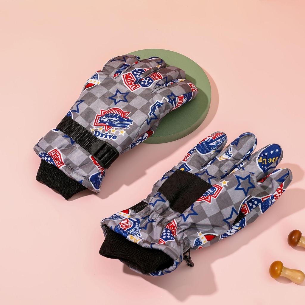 Детские перчатки для электровелосипеда с принтом: Теплые, водонепроницаемые, ветрозащитные перчатки для катания на лыжах и велоспорта на открытом воздухе