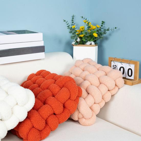 Декоративная подушка эластичная пушистая мягкая на ощупь квадратная плетеная подушка для сиденья стула из шерпы