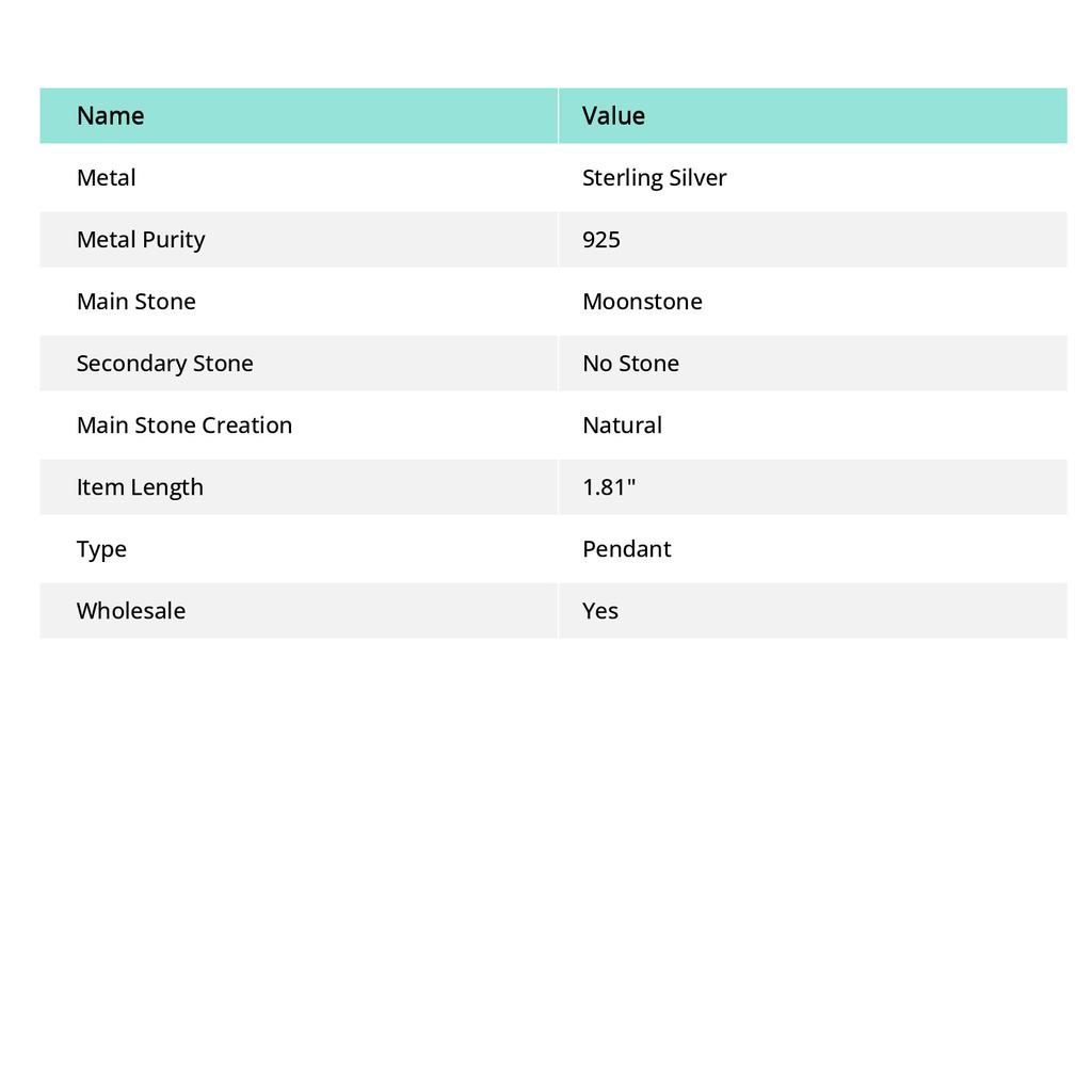 Natural Rainbow Moonstone Gemstone 925 Sterling Silver Pendant 1.81" e9W32