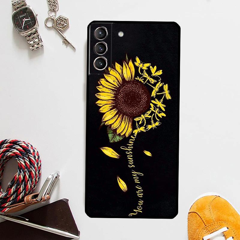 Красивый желтый чехол с подсолнухом для Samsung Galaxy S25 Ultra S20 S21 S22 S23 Plus S24 Ultra S9 S10 S25 FE Чехол Coque