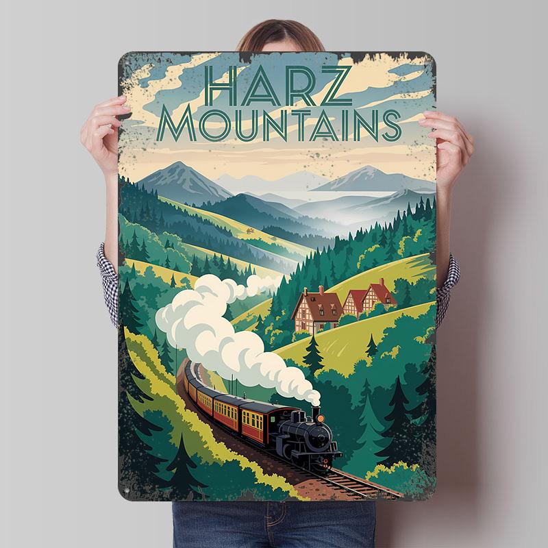 Harz Mountains Train Travel Metal Poster Customized Wall Art Retro Vintage Tinplate Signs for Home Decor Gaming Room Decoration