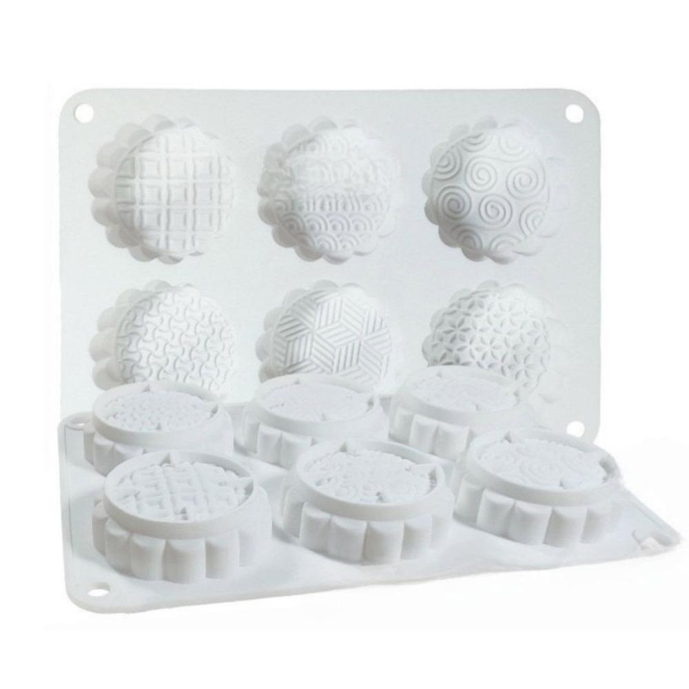 Chinese Style 6 Holes Mooncake Mold 3D Mung Bean Mold Creative Cookie Mold Baking Tool