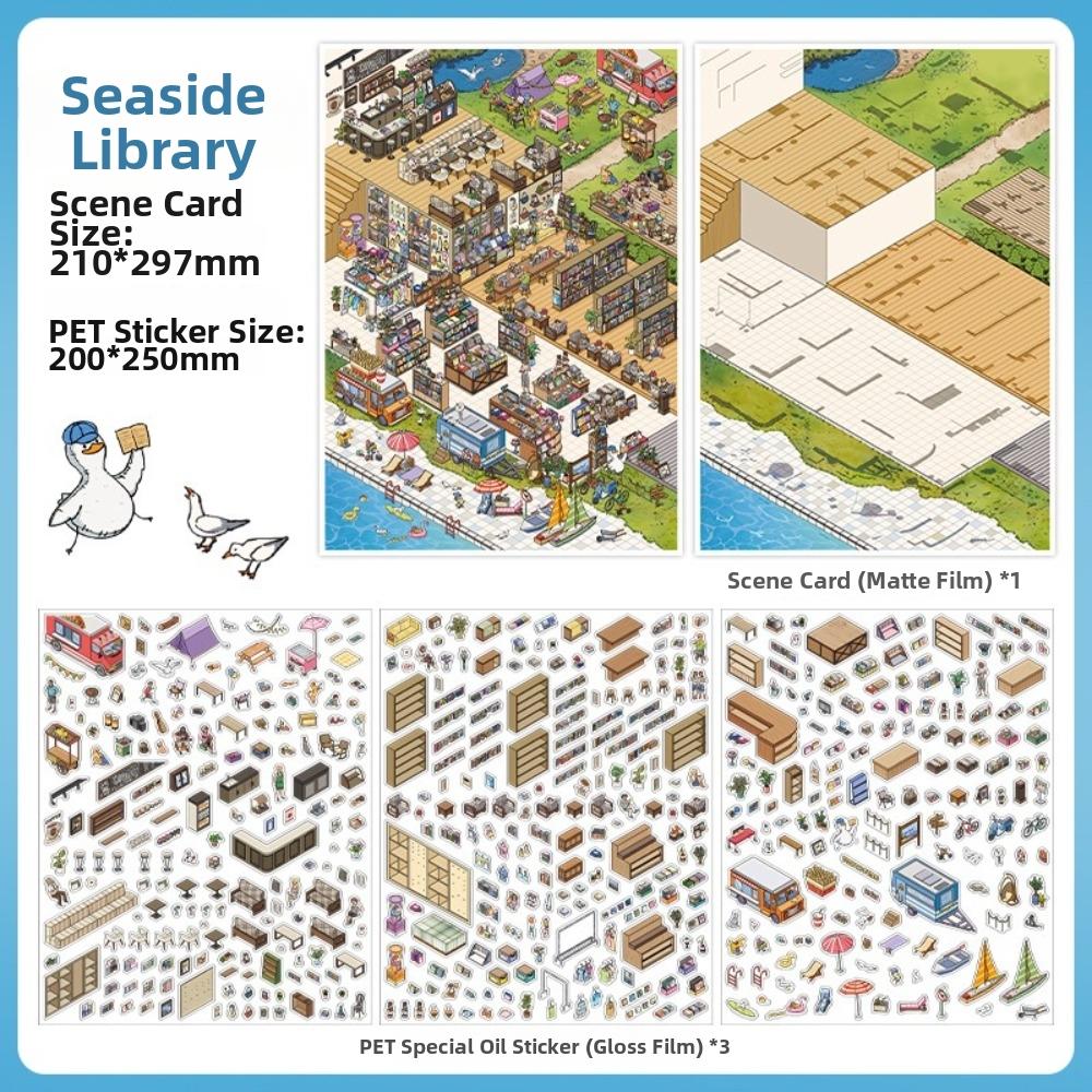 Shop Theme Stationery Stickers PET Die Cut Mini Landscape Sticker Stacking Stickers Children Gifts