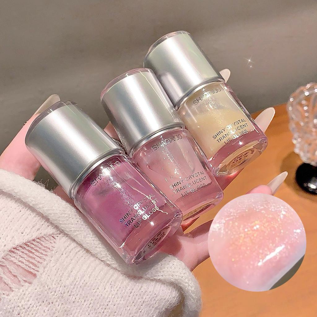 SHAQINUO Glittering Mirror Lip Glaze, Watery Shimmering Light Lip Gloss Makeup 6g 6 , Hydrating Moisturizing, Long Lasting