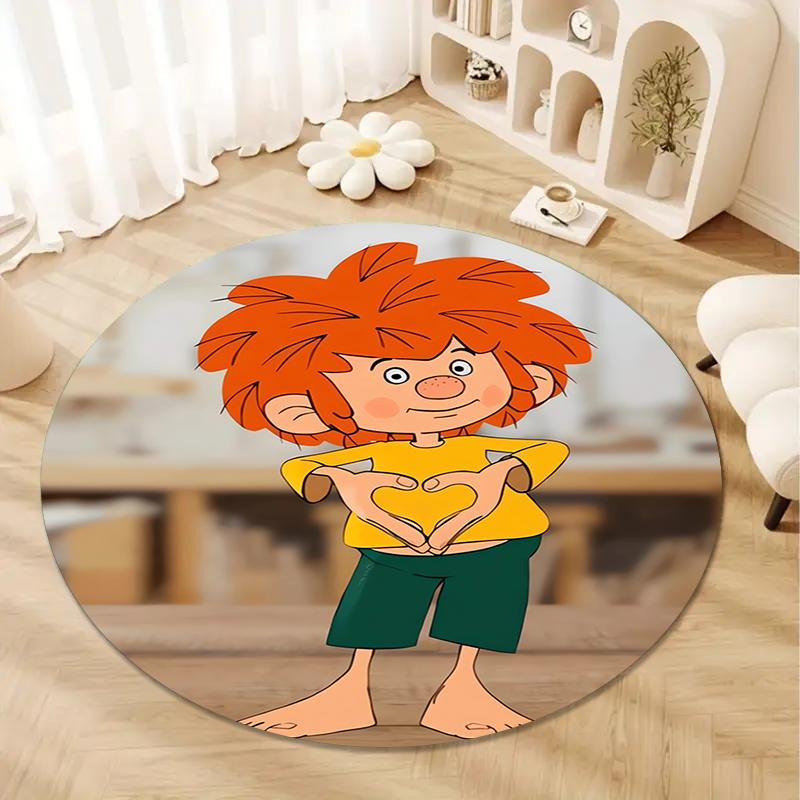 Meister Eder Und Sein Pumuckl Cartoon Round Area Rug,Carpet Rug for Living Room Bedroom Sofa Playroom Decor,Non-slip Floor Mat Q0025