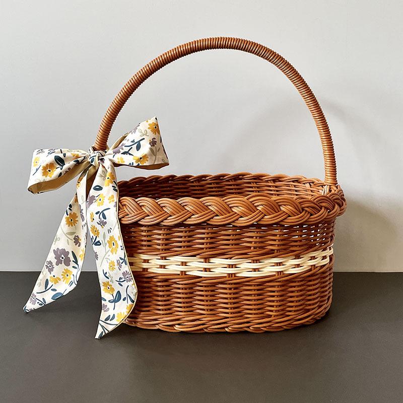 Плетеная корзина для пикника и хранения из искусственного ротанга - ручная подарочная или детская корзина