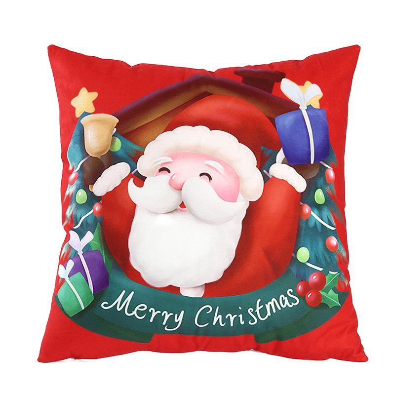 New Pillowcase Christmas Super Soft Red Simple Cute Santa Claus Print Cushion Home Cushion
