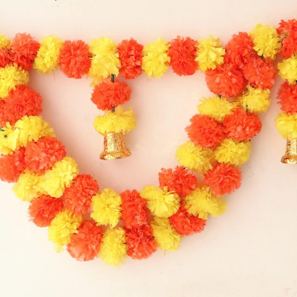 DIY Artificial Marigold Vine Wreath Hanging Door Curtain Decoration Garland Home Decor