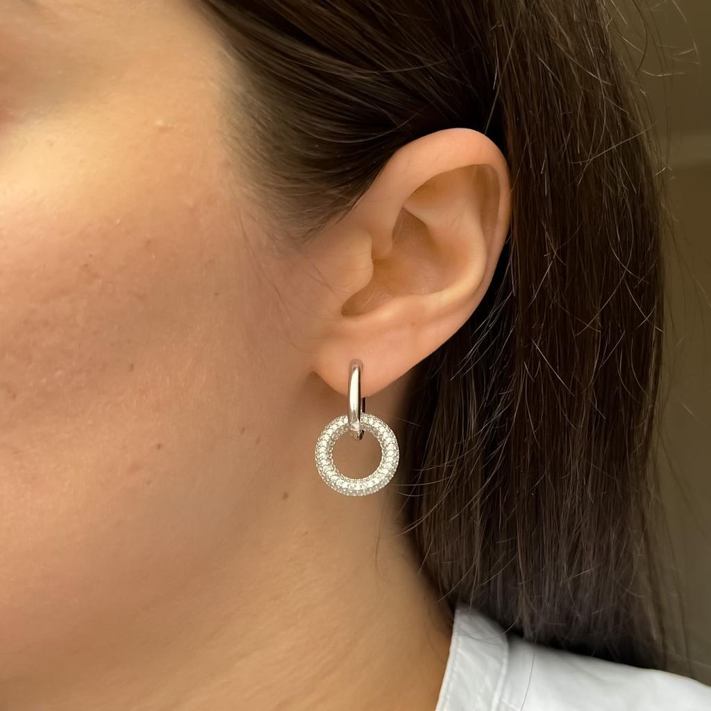 Серебряные серьги с фианитами (2138792)