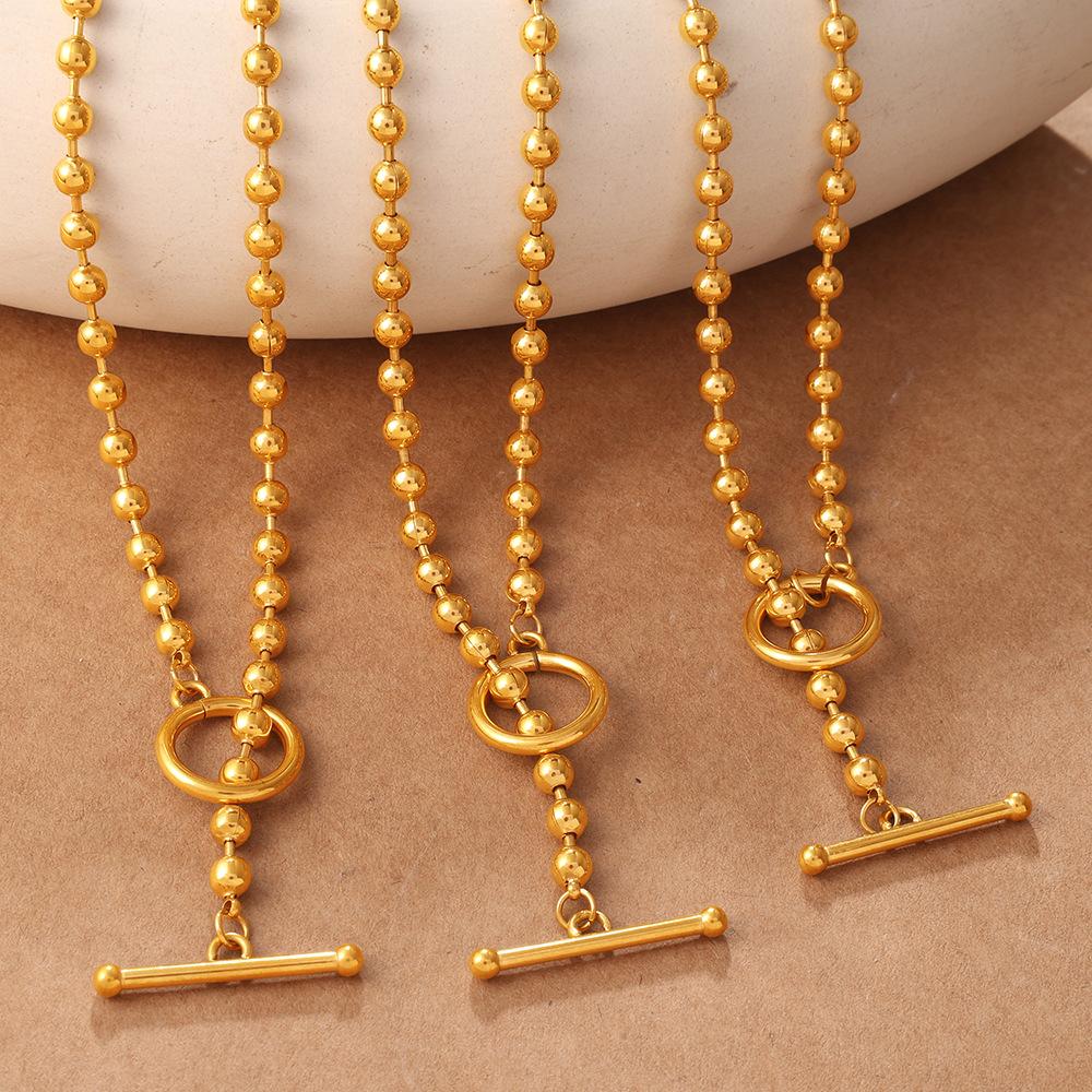 Yori New Retro Necklace Fashionable Versatile OT Clasp Design Simple Round Bead Choker DIY Production of Necklac Accessory