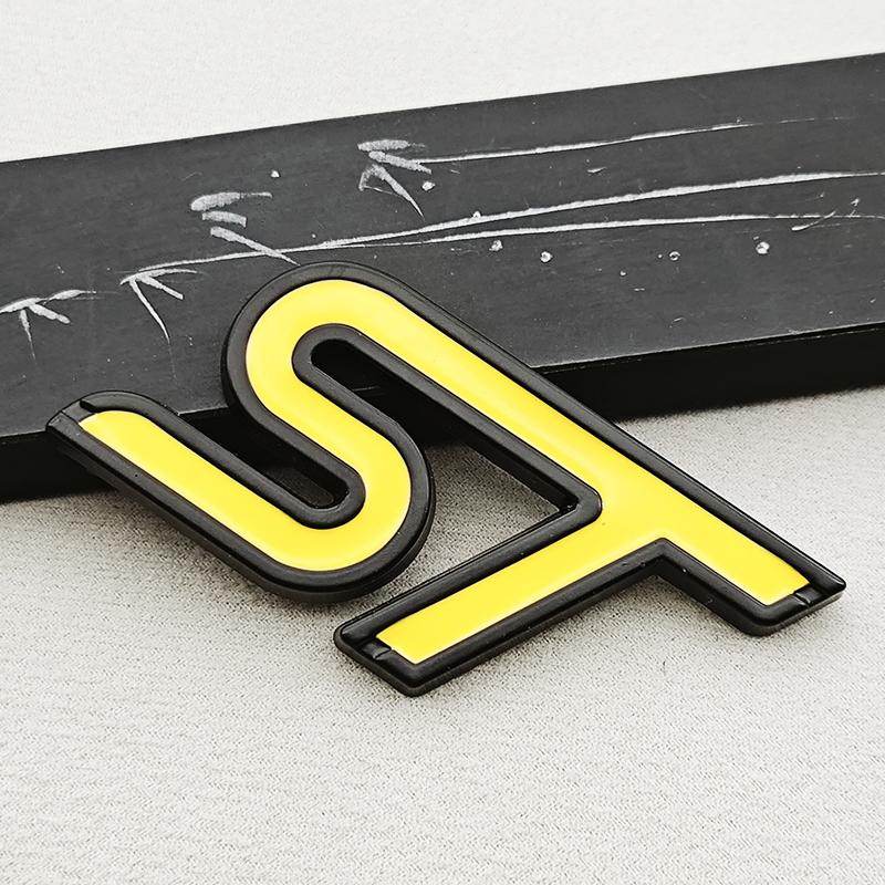 3D Metal Red ST Front Grille Sticker Car Head Grill Emblem Badge Chrome Sticker For FORD FIESTA FOCUS MONDEO Auto Car Styling